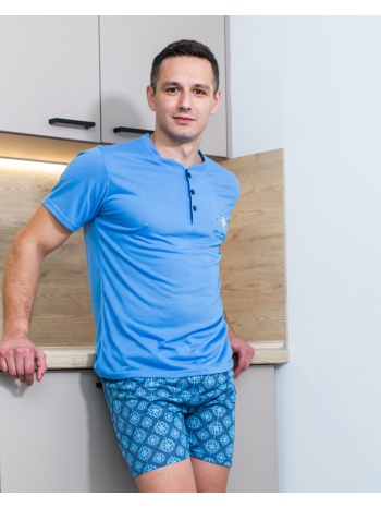 ανδρική πυτζάμα καλοκαιρινή - σιέλ σε προσφορά