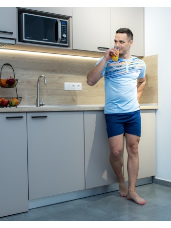 ανδρική πυτζάμα καλοκαιρινή - σιέλ σε προσφορά