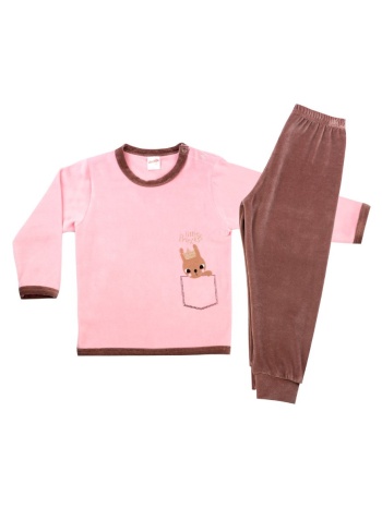 minerva βρεφική πυτζάμα βελούδινη κορίτσι rabit - ροζ σε προσφορά