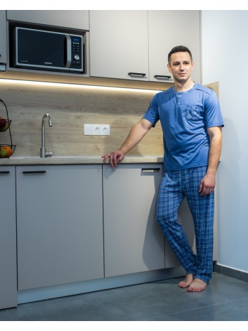 ανδρική πυτζάμα καλοκαιρινή - σιέλ σε προσφορά