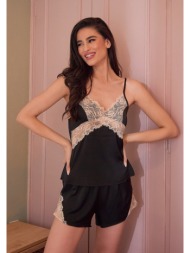 γυναικείο βabdoll σατέν - μαύρο