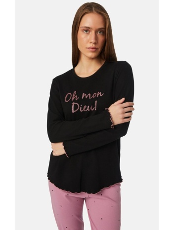 minerva γυναικεία πυτζάμα πουά - μαύρο σε προσφορά