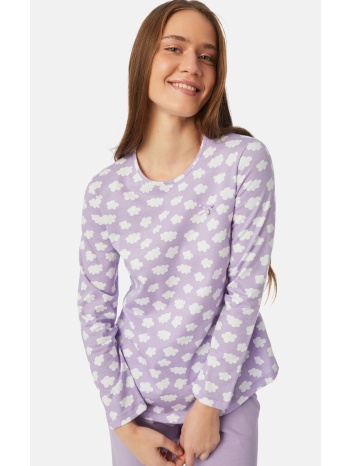 minerva γυναικεία πυτζάμα με σύννεφα - λιλά σε προσφορά