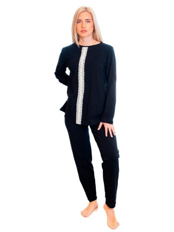 nina club γυναικεία πυτζάμα με κέντημα - μαύρο σε προσφορά