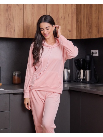 γυναικείο σετ φόρμες βελούδινες - ροζ σε προσφορά