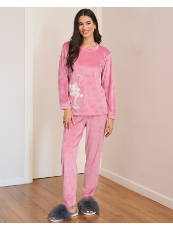 γυναικεία πυτζάμα βελούδινη - ροζ σε προσφορά
