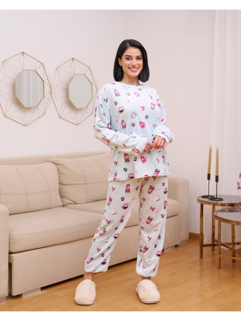 γυναικεία πυτζάμα βελούδινη - σιέλ σε προσφορά