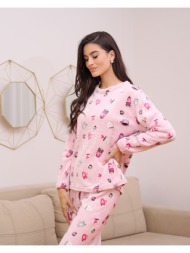 γυναικεία πυτζάμα βελούδινη - ροζ