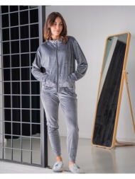 γυναικείο σετ φόρμες βελούδινες plus size - γκρί