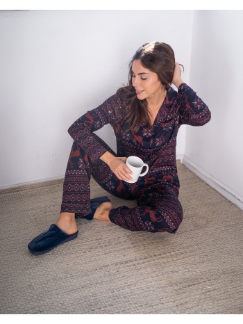 γυναικεία πυτζάμα χριστουγεννιάτικη - μπλέ σε προσφορά