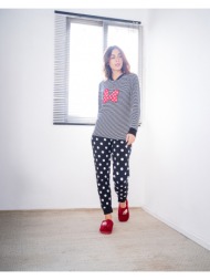 γυναικεία πυτζάμα με πουά παντελόνι - μαύρο