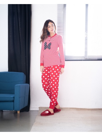 γυναικεία πυτζάμα με πουά παντελόνι - κόκκινο σε προσφορά