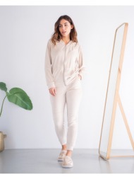 γυναικείο σετ φόρμες βελούδινες - εκρού