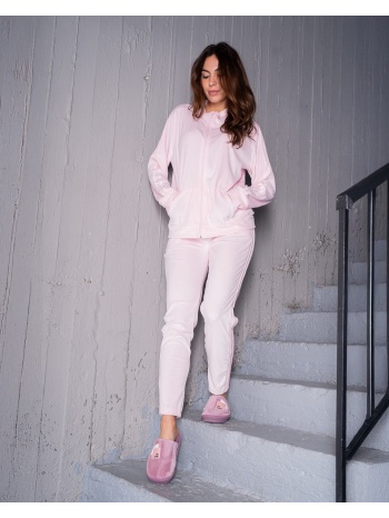 γυναικείο σετ φόρμες βελούδινες plus size - ροζ σε προσφορά