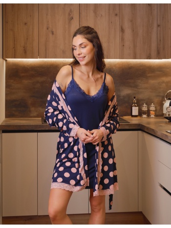 γυναικείο νυχτικάκι με ρομπάκι - μπλέ σε προσφορά