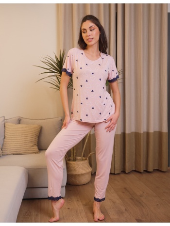 γυναικεία πυτζάμα με καρδούλες - ροζ σε προσφορά