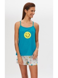 minerva γυναικεία πυτζάμα με φατσούλες - σμαραγδι