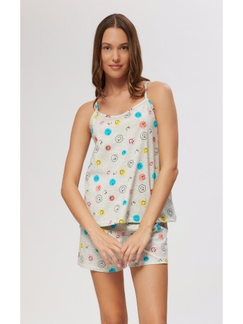 minerva γυναικεία πυτζάμα με φατσούλες - γκρί σε προσφορά