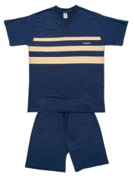 nina club ανδρική πυτζάμα με ρίγες - μπλέ