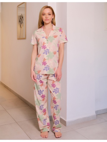 γυναικεία πυτζάμα εμπριμέ - εκρού σε προσφορά
