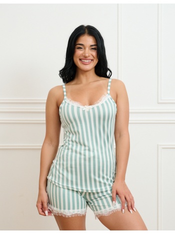 γυναικεία πυτζάμα ριγέ - μέντα σε προσφορά