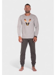 πιτζάμα ανδρική βαμβακερή nina club dynamic grey nc26593-1-γκρι