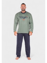 πιτζάμα ανδρική φούτερ collection vintage green cl2607-1-λαδί