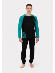 ανδρική πιτζάμα nina club you can do it μαύρη 100% βαμβάκι ncm26715-2-μαύρο