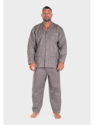 πιτζάμα ανδρική κλασική με κουμπιά και τσέπες ανθρακί collection cl26101-2-ανθρακί