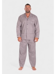 πιτζάμα ανδρική κλασική με κουμπιά και τσέπες γκρι collection cl26101-4-γκρι