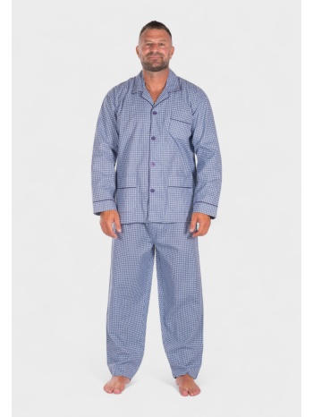 πιτζάμα ανδρική κλασική με κουμπιά και τσέπες γαλάζιο σε προσφορά
