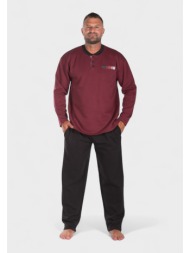 πιτζάμα ανδρική φούτερ collection με τσεπάκι μπορντώ cl26109-1-μπορντώ