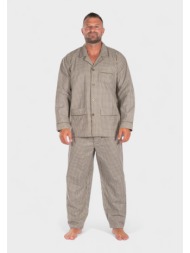 πιτζάμα ανδρική κλασική με κουμπιά και τσέπες καφέ collection cl26101-5-καφέ