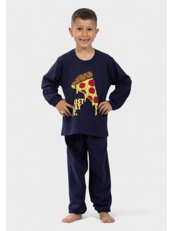 παιδική πιτζάμα nina club με στάμπα pizza μπλέ | 100% σε προσφορά