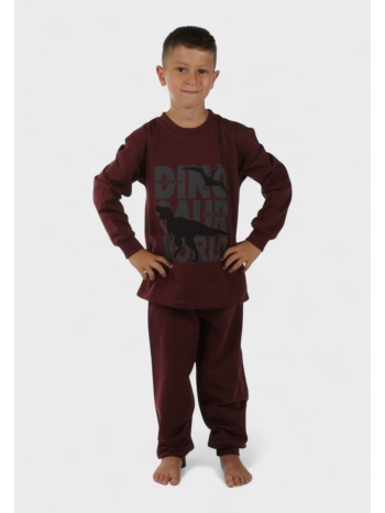 παιδική πιτζάμα φούτερ dinosaur μπορντό χριστίνα | 100% σε προσφορά