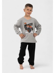 παιδική πιτζάμα monster truck nina club γκρί| 100% βαμβακερή nc26347-2-γκρι
