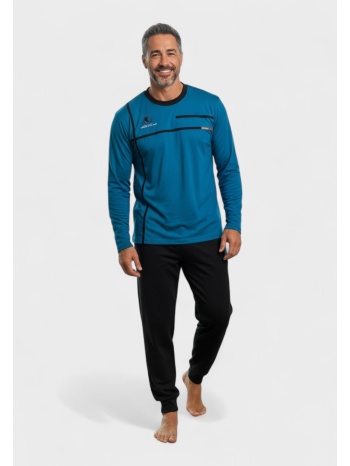 ανδρική βαμβακερή πιτζάμα interlock collection blue edge σε προσφορά