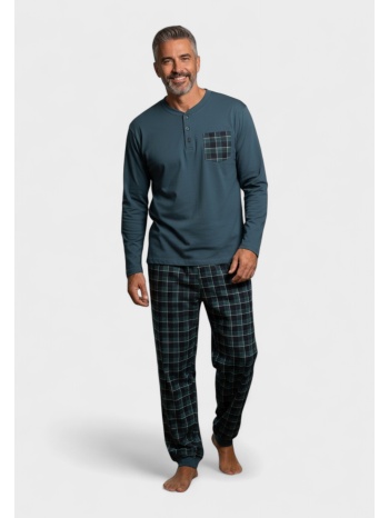 ανδρική βαμβακερή πιτζάμα interlock collection checkblue σε προσφορά