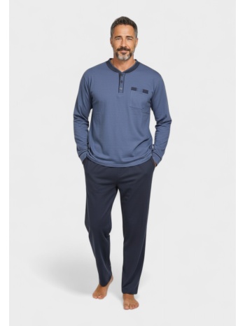 ανδρική βαμβακερή πιτζάμα φούτερ collection blue heritage σε προσφορά
