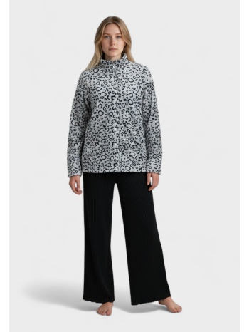 γυναικεία ρόμπα fleece cozy leopard grey collection σε προσφορά