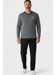 ανδρική πιτζάμα φούτερ βαμβακερή collection stamp anthracite cl2612-2-ανθρακί