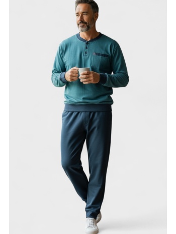 ανδρική βαμβακερή πιτζάμα φούτερ collection green σε προσφορά