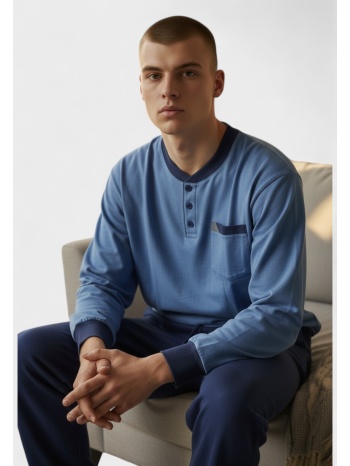ανδρική βαμβακερή πιτζάμα φούτερ collection blue σε προσφορά