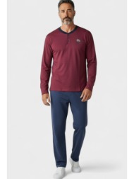 ανδρική πιτζάμα φούτερ βαμβακερή collection stamp bordo cl2612-1-μπορντώ