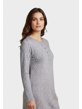 νυχτικό γυναικείο cherry γκρι με κουμπάκια 100% βαμβακερό σε προσφορά