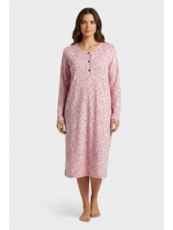 νυχτικό γυναικείο cherry ροζ με μακριά μανίκια και κουμπιά chr262619-ροζ
