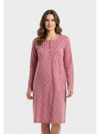 νυχτικό γυναικείο collection φούτερ ροζ με κουμπάκια σε προσφορά