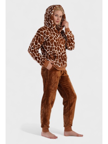 γυναικεία πιτζάμα vienetta “dreamer” με κουκούλα – καφέ σε προσφορά