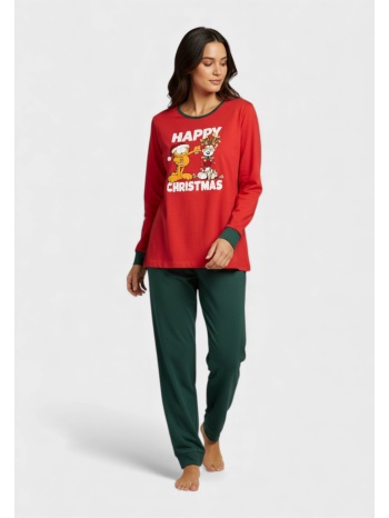 γυναικεία χριστουγεννιάτικη πιτζάμα nina club 100% σε προσφορά