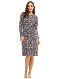 νυχτικό βαμβακερό cherry floral chr117-ανθρακί-μωβ